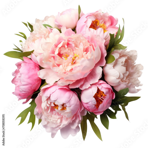 Wedding bouquet, suitable for the bride. A beautiful bouquet of peonies in various shades of pink