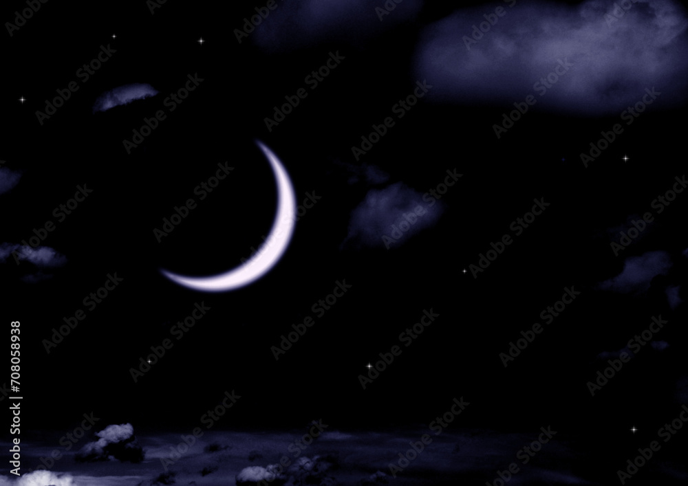 The moon in the night sky