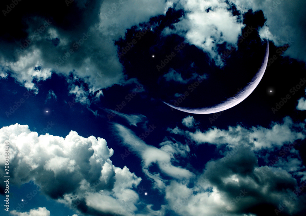 The moon in the night sky