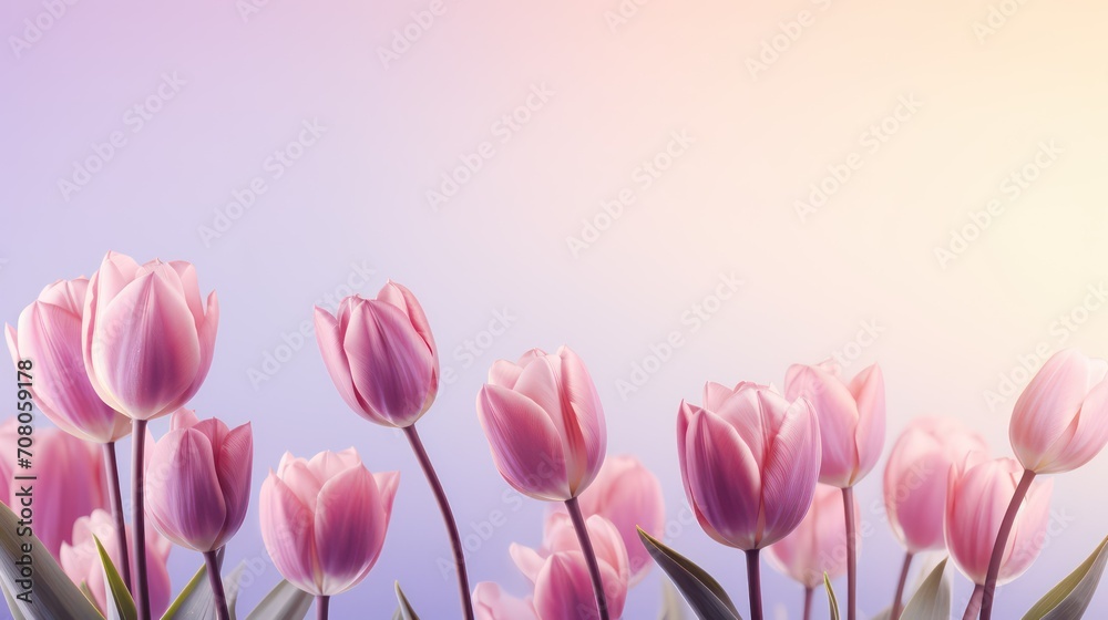 Tulip flower background. Beautiful bouquet of pink tulips