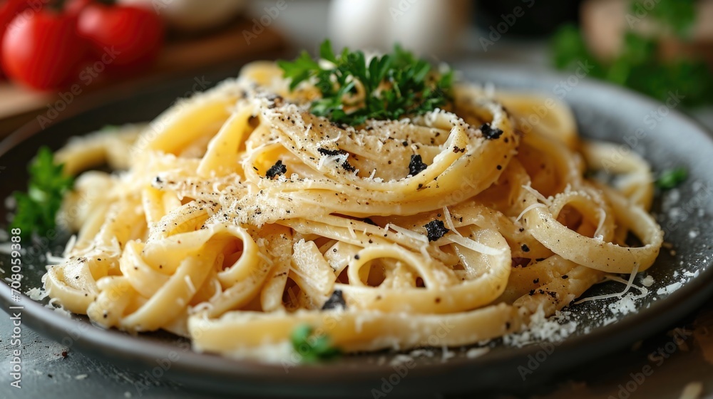 Gourmet Truffle Pasta Unwind: High-End Italian Restaurant with Black Truffle Pasta, Parmesan Cheese, Sophisticated Luxurious Ambiance Gourmet Truffle Pasta Unwind: High-End Italian Restaurant with Black Truffle Pasta, Parmesan Cheese, Sophisticated Luxurious Ambiance