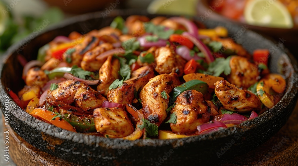 Tex-Mex Fajitas Unwind: Lively Tex-Mex Restaurant with Sizzling Fajitas, Chicken, Peppers, Onions, Festive Colorful Atmosphere Tex-Mex Fajitas Unwind: Lively Tex-Mex Restaurant with Sizzling Fajitas, Chicken, Peppers, Onions, Festive Colorful Atmosphere