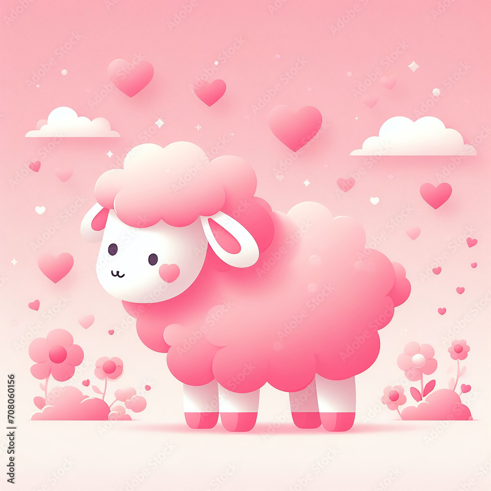 valentine's day  pink sheep background