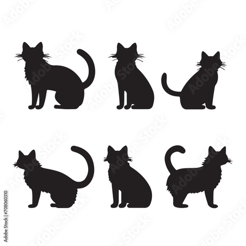 A black silhouette Kitty set  Clipart on a white Background  Simple and Clean design  simplistic