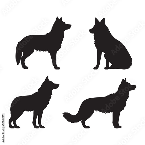 A black silhouette Fox set  Clipart on a white Background  Simple and Clean design  simplistic