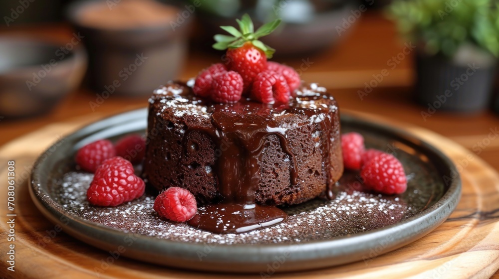 Indulgent Molten Lava Cake Unwind: Rich Chocolate Lava Cake, Oozing Center, Chic Dessert Café, Intimate Dim Lighting Indulgent Molten Lava Cake Unwind: Rich Chocolate Lava Cake, Oozing Center, Chic Dessert Café, Intimate Dim Lighting