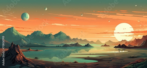 Fantasy landscape illustration background © Asha.1in