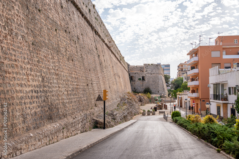 Beautiful Ibiza Town walls on the famous Mediterranean island of Ibiza.