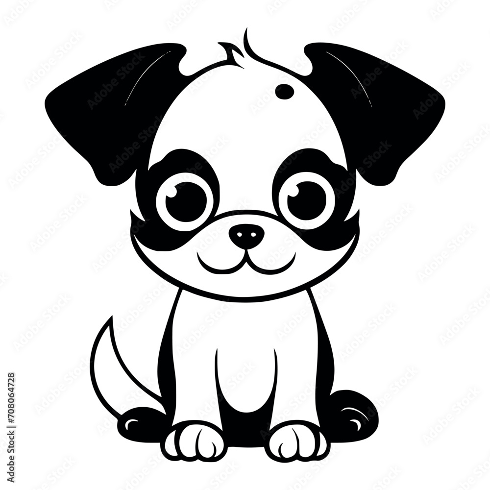 Cute dog vector black and white cartoon character design collection. White background. Pets, Animals. Cute dog vector black and white cartoon character design collection. White background. Pets, Animals.