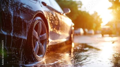 car washing advertisment background with copy space