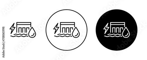 Hydropower Facility vector icon set. Water dam and energy reservoir vector symbol for UI design. photo