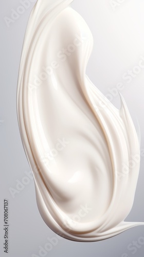 Face lotion cream sample, white cream sample on a light background, lotion texture, a smear of moisturizer closeup, beauty and skin care concept