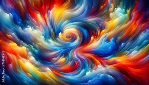 An entrancing abstract portrayal of a color vortex  where rich  vivid hues spiral inward with a sense of infinite depth and motion