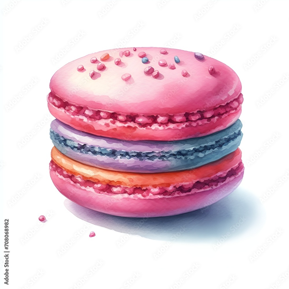 watercolor paint macaron cookie isolated on white background watercolor paint macaron cookie isolated on white background