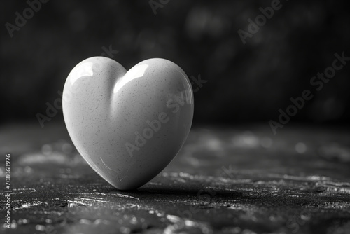 Grey heart made of polished stone on dark background