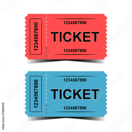 red and blue admit one ticket isolated