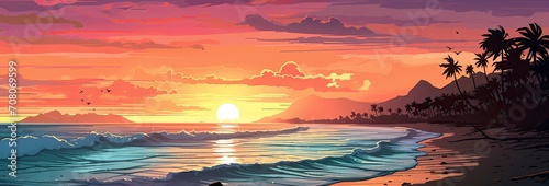 Beach summer vacation vector illustration backgroun
