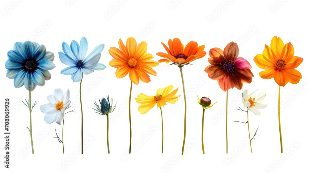 Obraz premium Elegant Selection of Flowers in Full Bloom Isolated on White