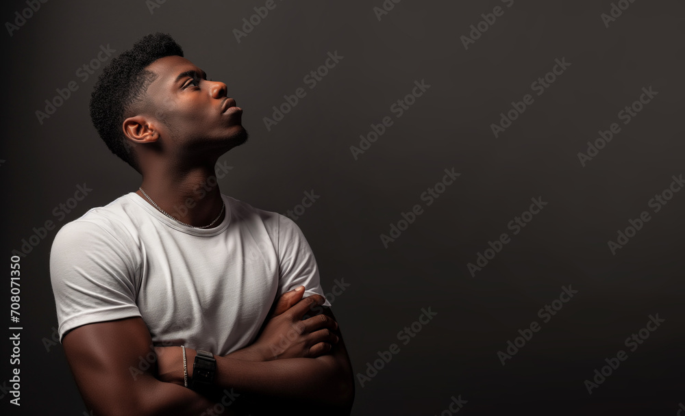 young african american man on grey background