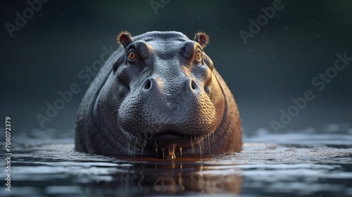 Portrait of hippopotamuse in the river