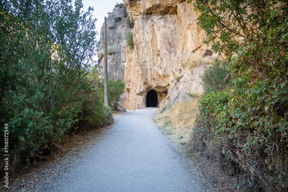 an old tunnel along the track trail of Foz de Lumbier Gorge, Navarra, Spain