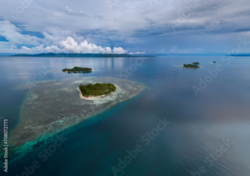 Aerial View Beautiful Islands in West Seram Region, Maaluku, Indonesia