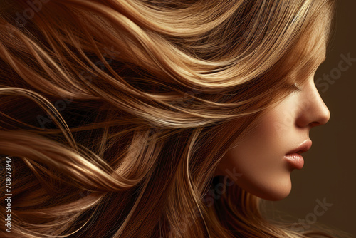 Stunning Portrait of Woman with Flowing Wavy Hair