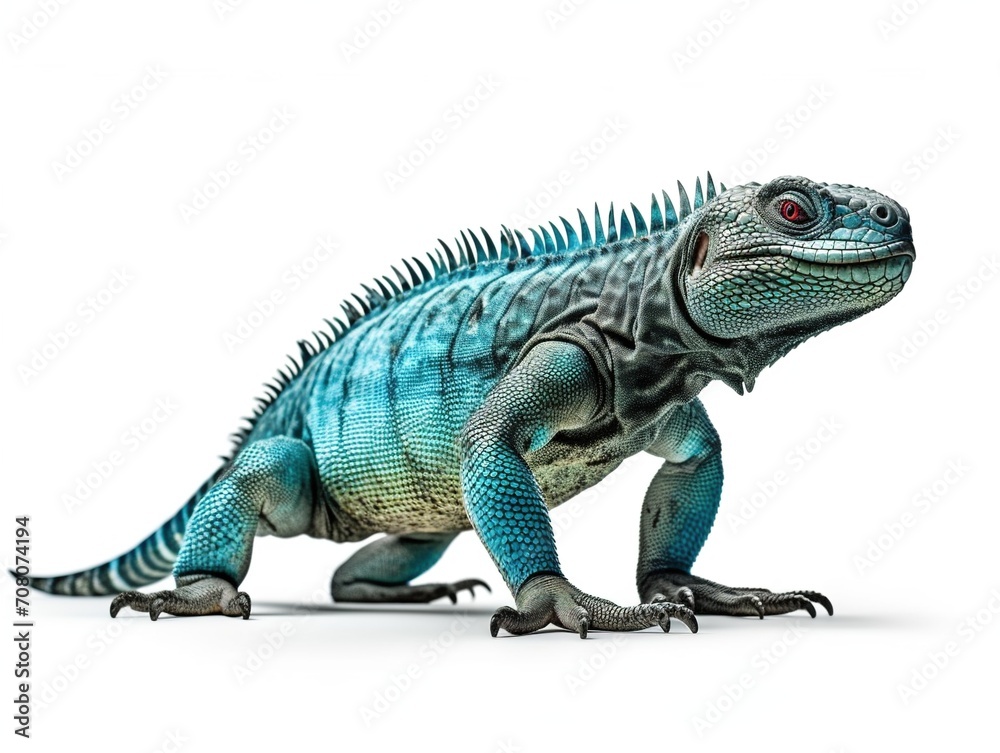 Obraz premium Grand Cayman Blue Iguana, an endangered species of lizard commonly found in the dry forests and shores of Grand Cayman Island.
