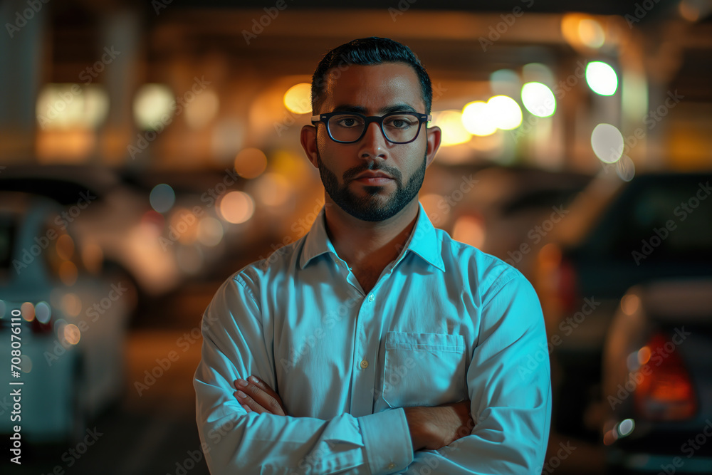 portrait of a successful Indian businessman with a beard and glasses on a blurred background portrait of a successful Indian businessman with a beard and glasses on a blurred background