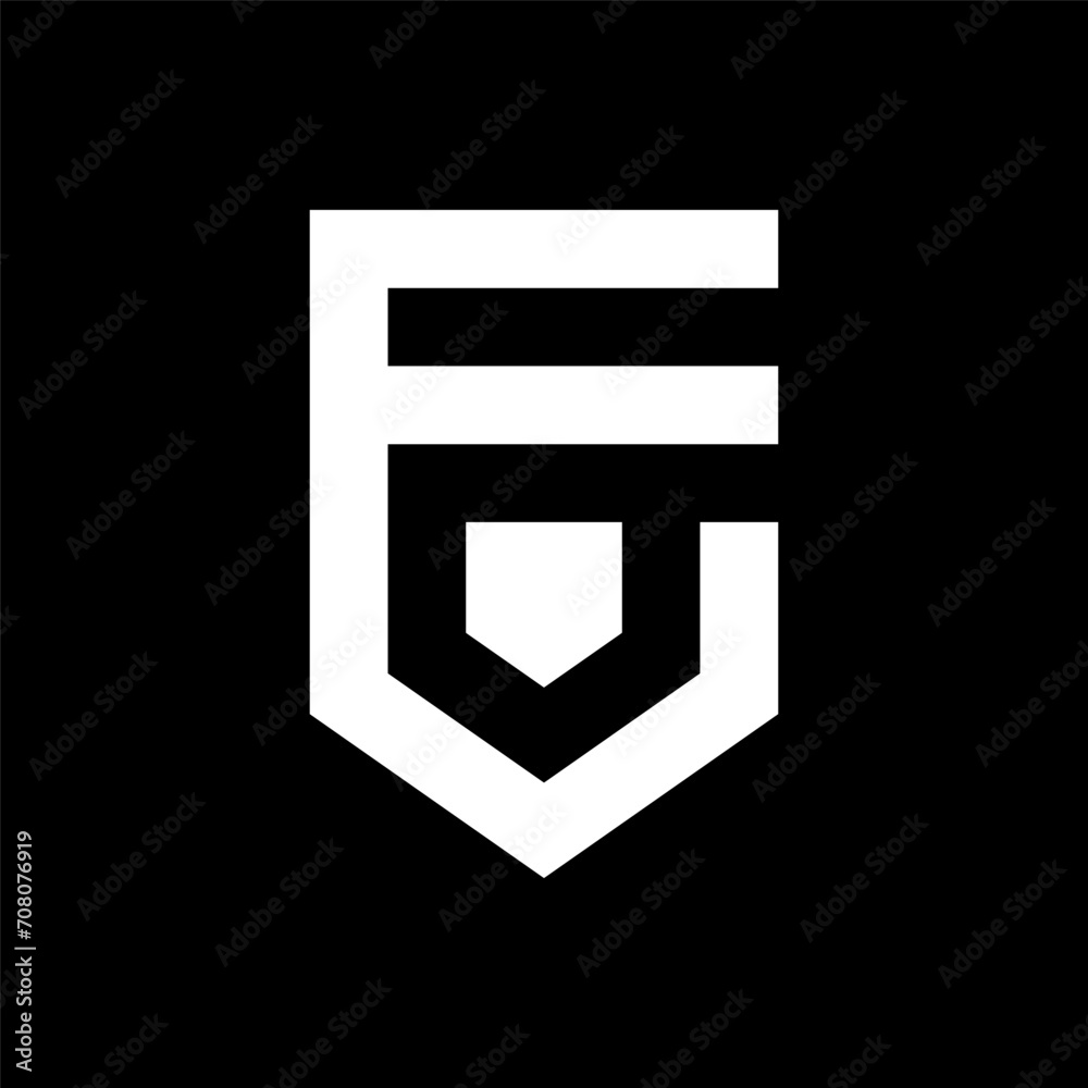 Letter E shield simple creative logo design Letter E shield simple creative logo design