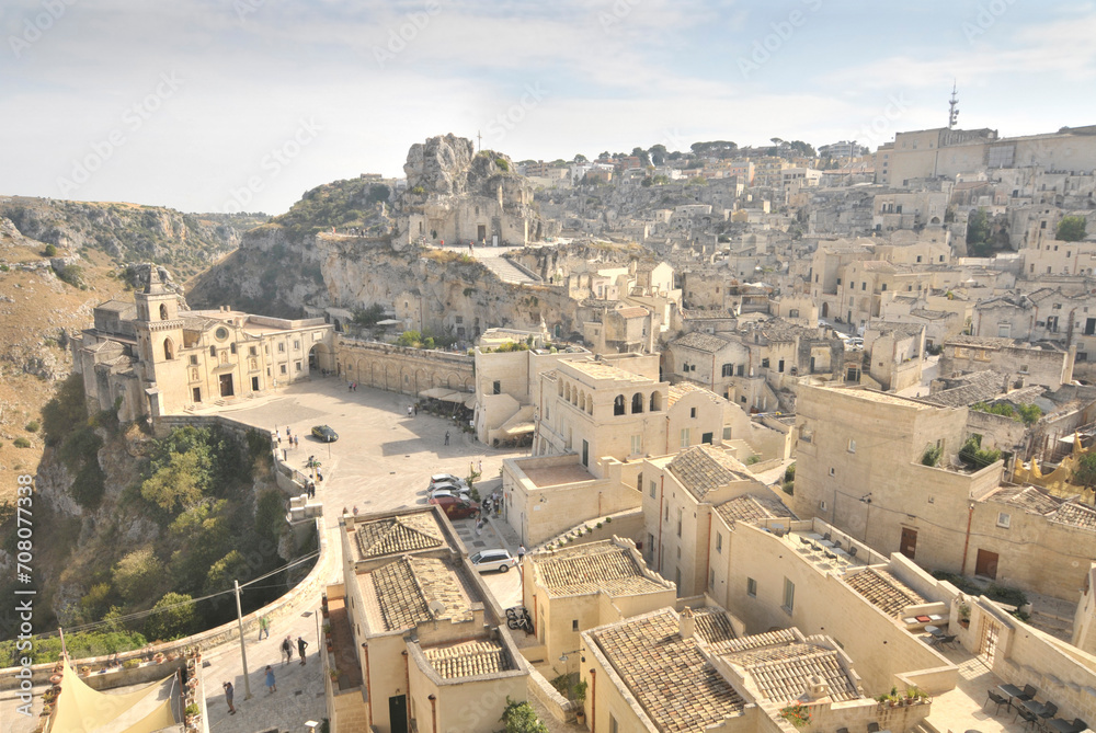Obraz premium The Cliff of the Santa Madonna of Idris church in Matera, italy
