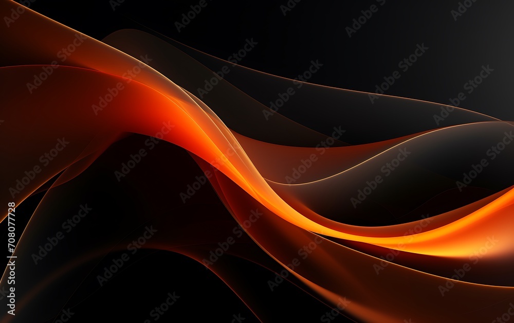 abstract background with a glowing wavy pattern, orange and black abstract background with a glowing wavy pattern, orange and black