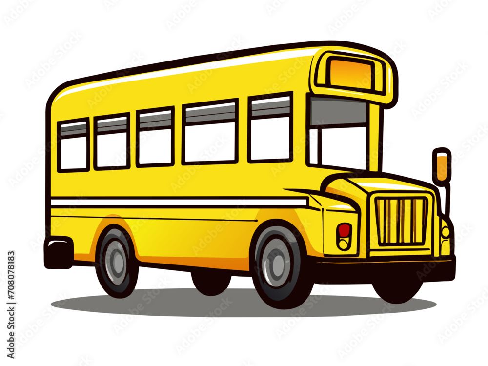 Yellow school bus for transporting children. Vector illustration isolated on white.