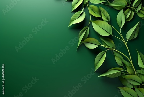 Green leaves background with copy space for text. 3D illustration.