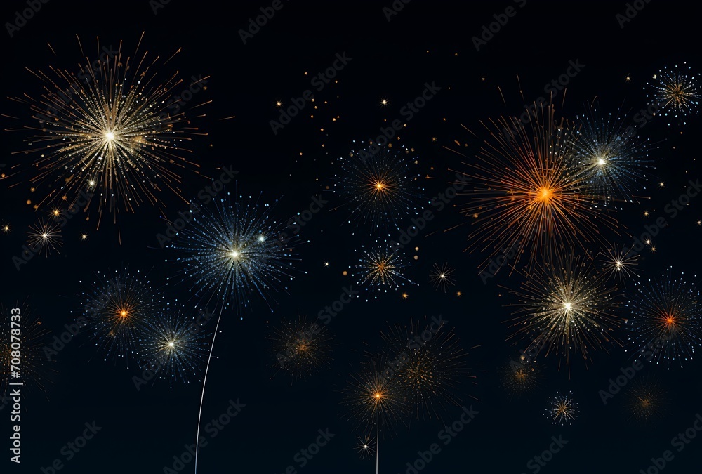 Fireworks background. Fireworks in the night sky. Vector illustration.