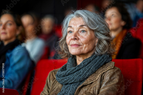 Engrossed Senior Woman at Theater Generative AI