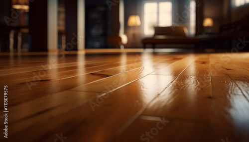 Wooden flooring adds elegance to the modern, empty living room generated by AI © Jeronimo Ramos
