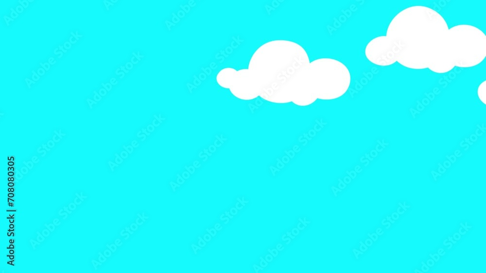 Animated clouds moving horizontal for background on green screen sky