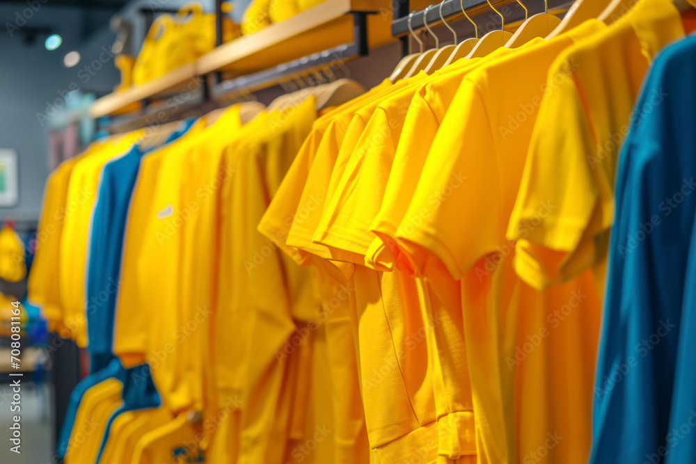 Fototapeta premium Energizing yellow uniform display, a lively background with an energizing yellow color cloth.