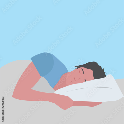 illustration of man with eyes closed on a pillow, sleeping