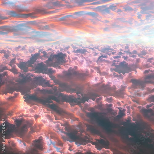 Pink dreamlike clouds in the style of the Y2K aesthetic. Fantasy style cloudscape.