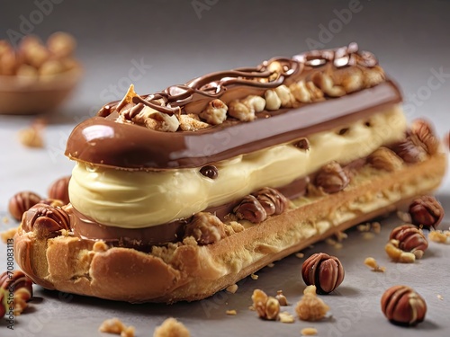 Hazelnut praline eclair photo