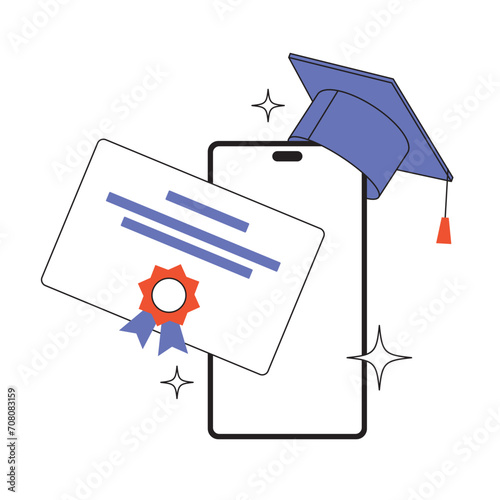 People study set. Education, knowledge concept. Students learn online. Computer science, information technology, language and business courses. Flat vector illustrations isolated on background