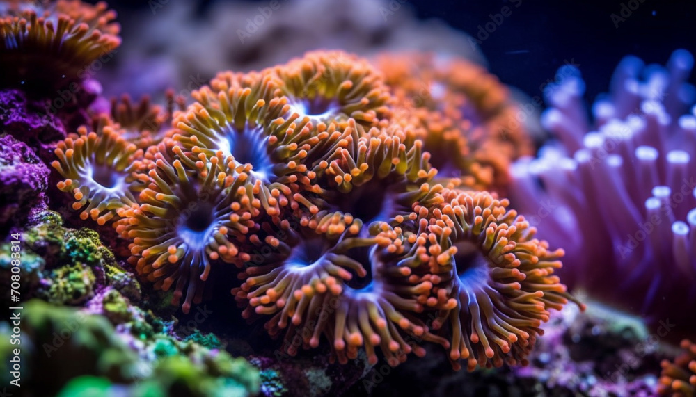 Underwater reef showcases nature beauty with multi colored aquatic life generated by AI Underwater reef showcases nature beauty with multi colored aquatic life generated by AI