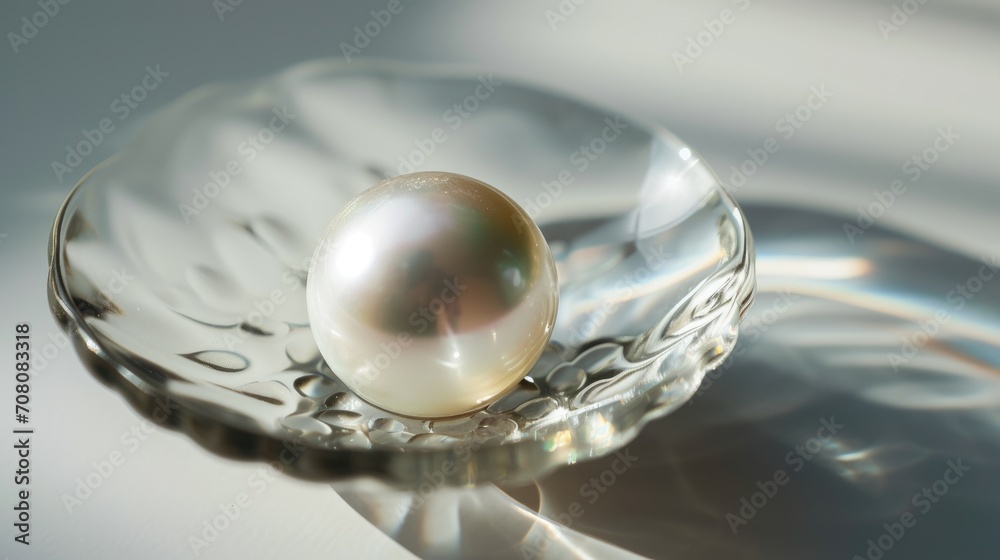 Single white pearl decoration. Seashell pearl
