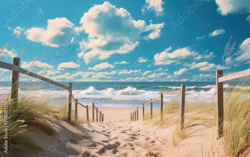 A postcard depicting a summer beach