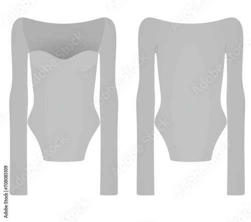 Grey bodysuit shirt. vector illustration