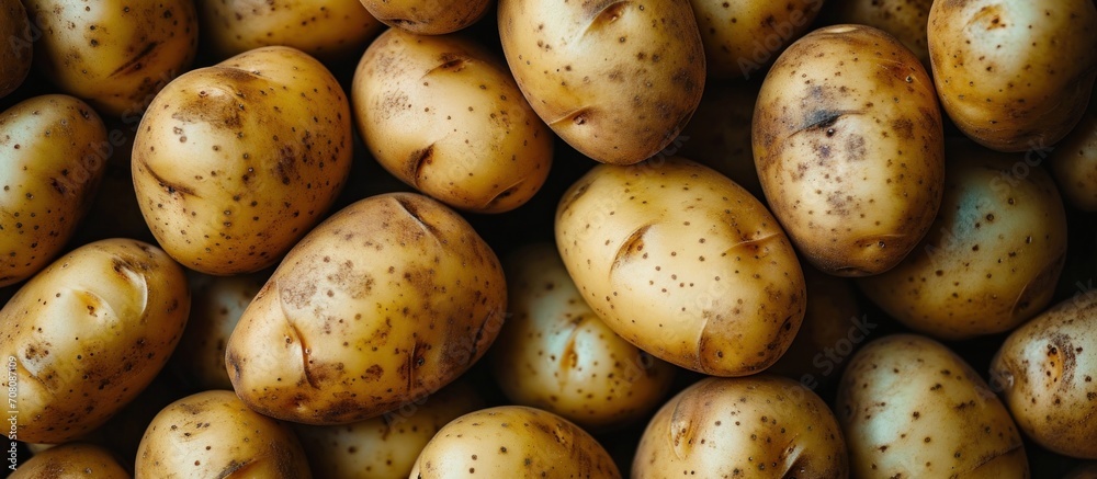 potatoes on a wooden table potatoes on a wooden table