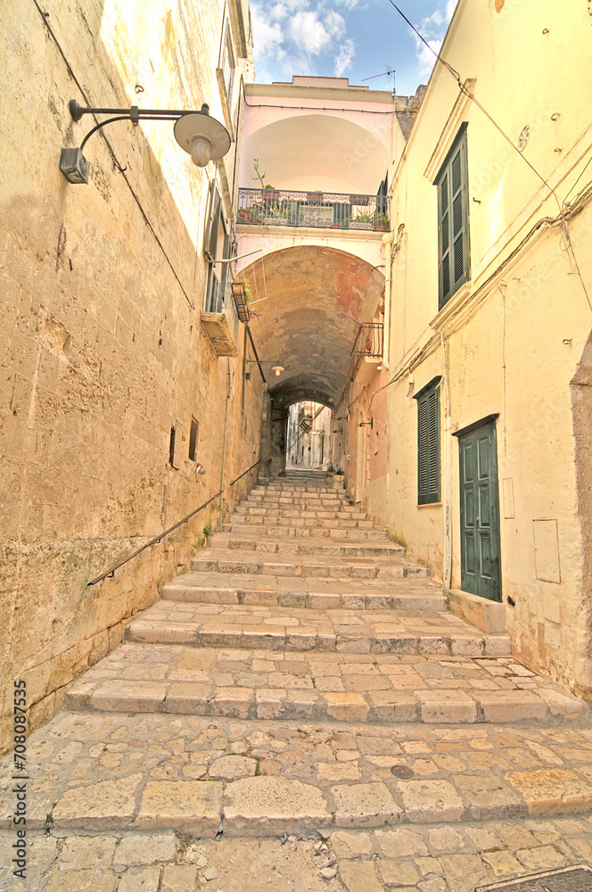 Narrow streets of the Italian city of Matera