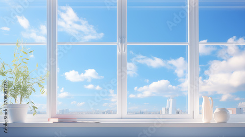 View of clean blue sky through the window  concept of  calm atmosphere